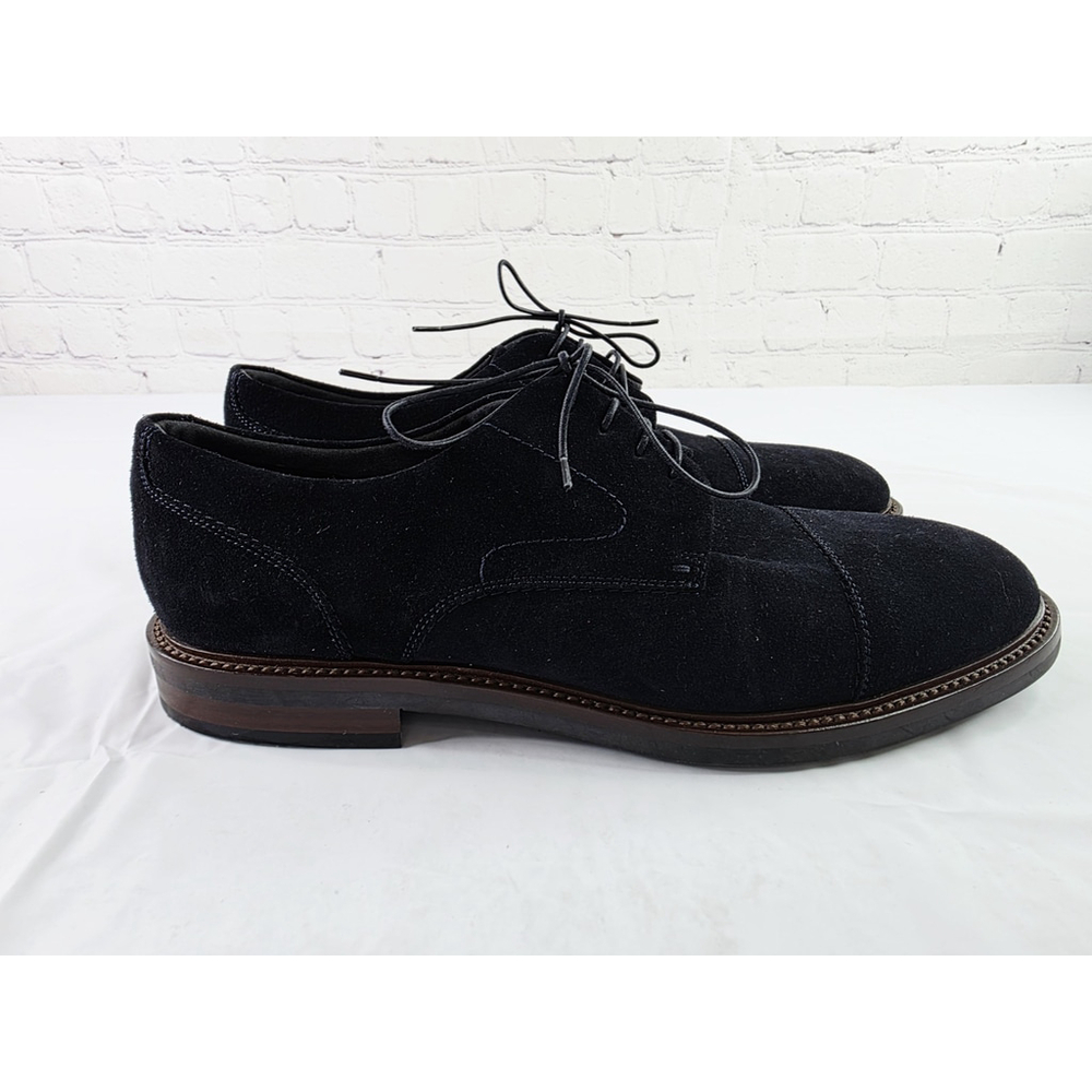 Hugo Boss Navy Blue Suede Cap Toe Derby Shoes Men's Size 9